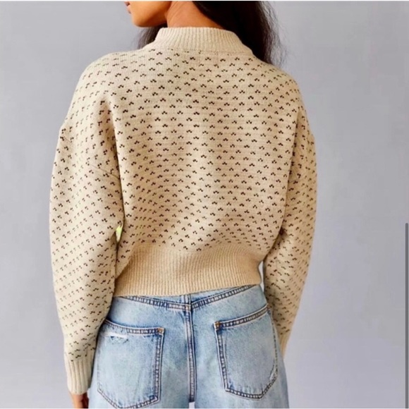Like New-UO Cream Jesse Half- Zip Penguin Pullover Cropped Women Sweater… - Picture 6 of 6